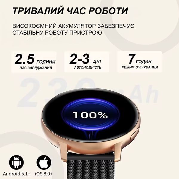 Смарт-годинник Lige для жінок 1.39" розумний годинник, фітнес-трекер, моніторинг пульсу, сну, тиску, для Android iPhone 2494134138 фото