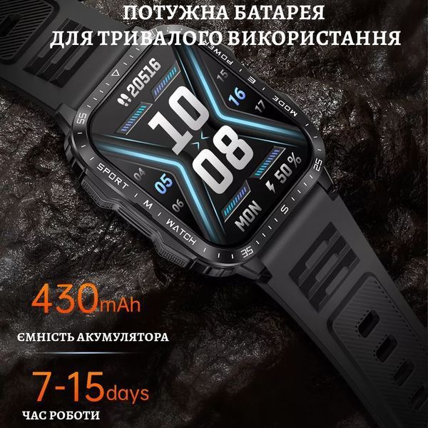 Смарт-годинник для чоловіків WarriorX військові з українською мовою, фітнес-трекер для спорту, моніторинг здоров'я 2494253237 фото