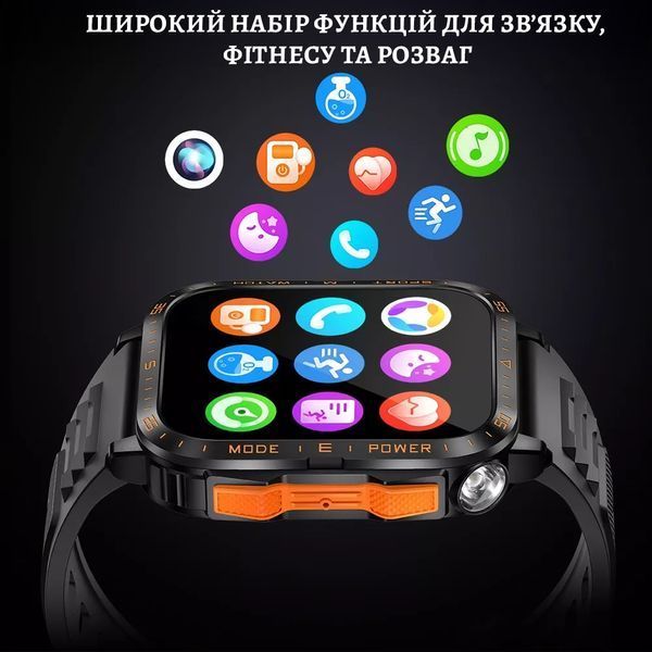 Смарт-годинник для чоловіків WarriorX військові з українською мовою, фітнес-трекер для спорту, моніторинг здоров'я 2494253237 фото