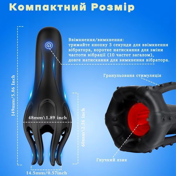 Чоловічий мастурбатор із реалістичним імітатором вагіни та мінету, секс-іграшка для чоловіків із вібрацією 5331 фото