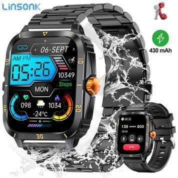 Смарт годинник для чоловіків LinsonK 1.96" для Android та iPhone &ndash; чоловічий розумний годинник з українською мовою 2504975651 фото