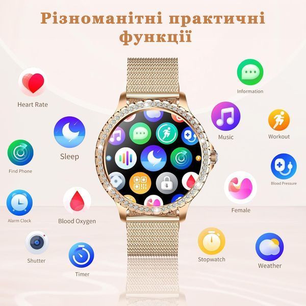 Смарт розумний годинник для жінок Smart Watch для айфон андроїд, фітнес годинник для жінок сенсорні фітнес-браслети 2356776128 фото