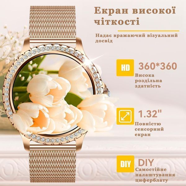 Смарт розумний годинник для жінок Smart Watch для айфон андроїд, фітнес годинник для жінок сенсорні фітнес-браслети 2356776128 фото