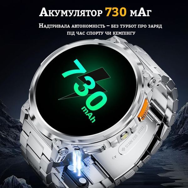 Чоловічий смарт-годинник Men's Premium 1.85" для військових зі світлодіодним ліхтариком з Bluetooth-дзвінками водонепроникний 2518046723 фото