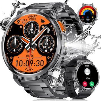 Військовий смарт-годинник для чоловіків Prestige G9 Pro, 1,85" HD, смарт-годинник зі світлодіодним ліхтариком для Android iOS 2518776037 фото