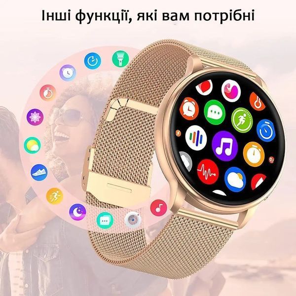 Жіночий смарт годинник G35 з GPS та Bluetooth дзвінками фітнес годинник з тиском пульсом IP67 та 2 ремінцями для Android iPhone 2050627482 фото
