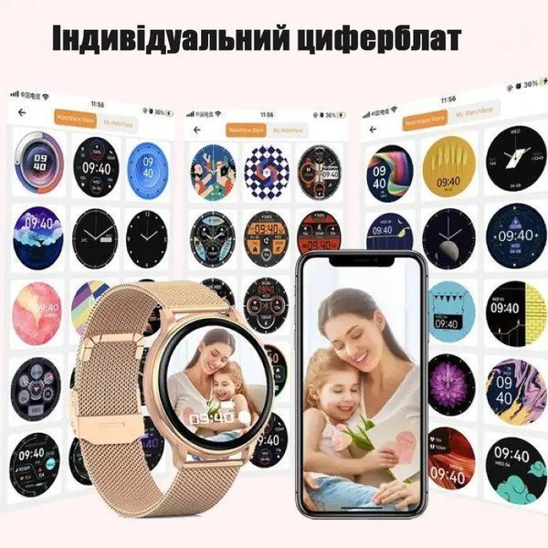 Жіночий смарт годинник G35 з GPS та Bluetooth дзвінками фітнес годинник з тиском пульсом IP67 та 2 ремінцями для Android iPhone 2050627482 фото