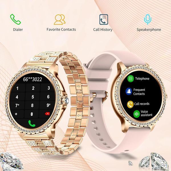 Жіночий смарт годинник з AMOLED дисплеєм Bluetooth пульсом SpO2 спортивними режимами та 2 ремінцями Smart Watch для Android iPhone 2144702954 фото