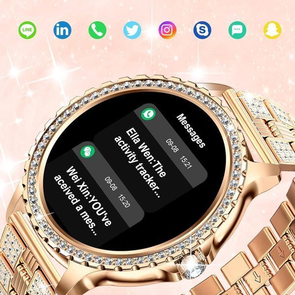 Жіночий смарт годинник з AMOLED дисплеєм Bluetooth пульсом SpO2 спортивними режимами та 2 ремінцями Smart Watch для Android iPhone 2144702954 фото