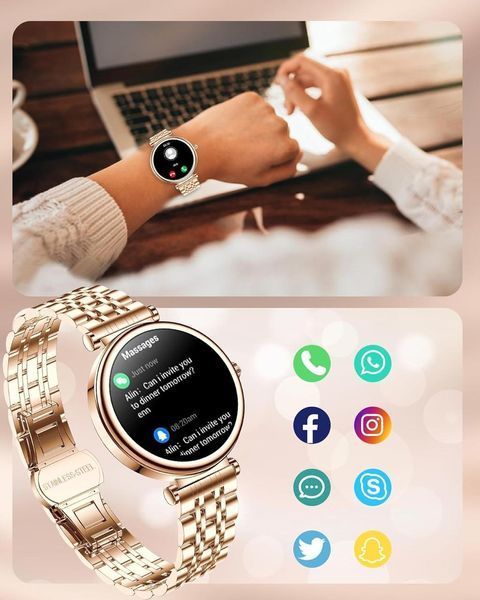 Смарт-годинник Rollstimi Smart Watch з тиском, пульсом, киснем, дзвінками для Android та iPhone, металевий корпус, 2 ремінці, IP67 2552898811 фото