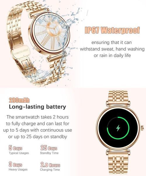 Смарт-годинник Rollstimi Smart Watch з тиском, пульсом, киснем, дзвінками для Android та iPhone, металевий корпус, 2 ремінці, IP67 2552898811 фото