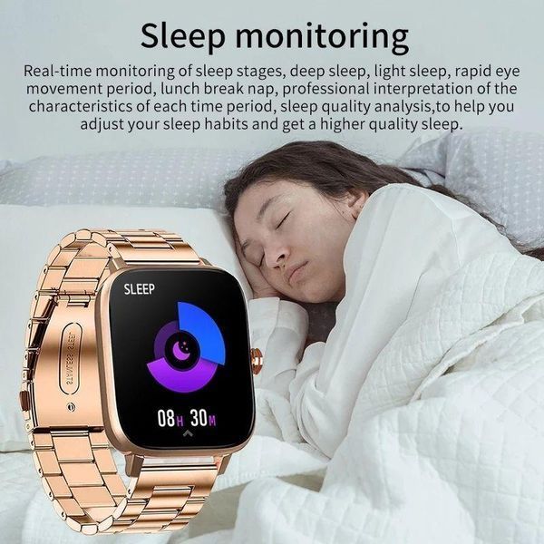 Жіночий смарт годинник з Bluetooth дзвінками OLED дисплеєм пульсом SpO2 IP67 та металевим браслетом для Android iPhone 2096952765 фото