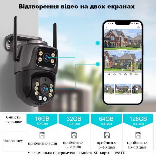 IP зовнішня камера відеоспостереження WiFi SmartGuard 360 для дому та вулиці з нічним баченням і датчиком руху 2458645755 фото