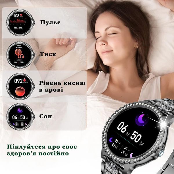 Смарт-годинник жіночий Smart Fitonme Black для айфон та андроїд, Розумний годинник для жінок з 2 ремінцями та тонометром 2340660083 фото