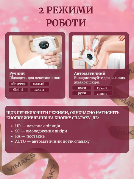 Фотоепілятор IPL лазерний 3 в 1 для тіла та обличчя, 999900 імпульсів, домашня епіляція, видалення волосся 2569519676 фото