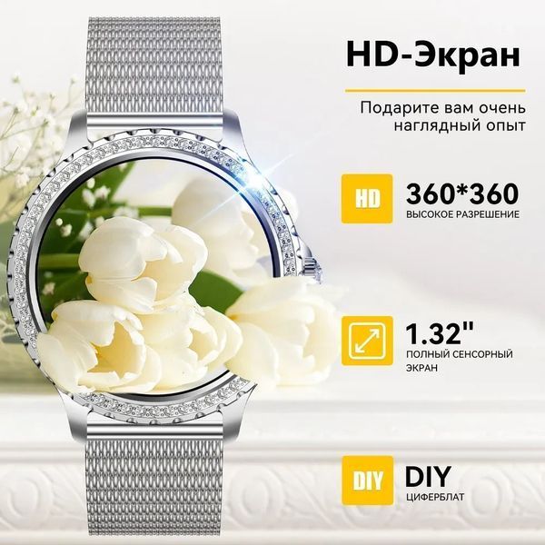 Жіночий розумний смарт годинник, підтримка ios та android, айфон та андроід, красивий смарт watch для жінок з дзвінками 2360407724 фото