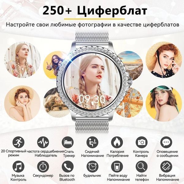 Жіночий розумний смарт годинник, підтримка ios та android, айфон та андроід, красивий смарт watch для жінок з дзвінками 2360407724 фото