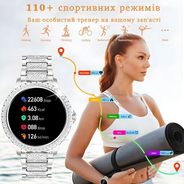 Смарт-годинник для жінок, фітнес-трекер для Андроїд Android/iPhone Айфон, жіночий розумний годинник з дзвінками та повідомленнями 2360407782 фото